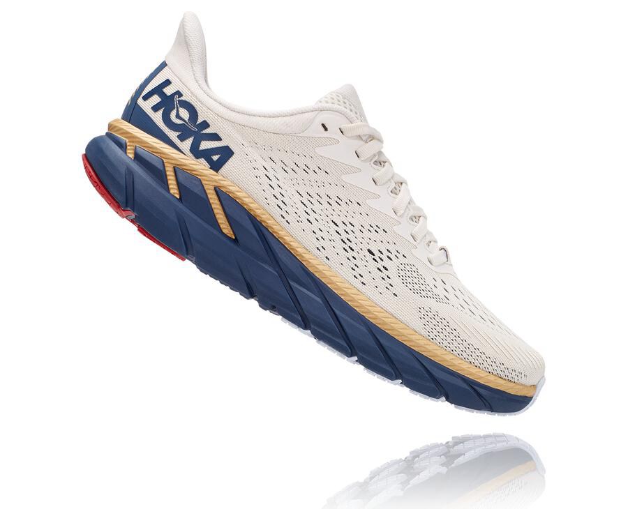 Hoka One One Koşu Ayakkabısı Kadın Beyaz/Mavi - Clifton 7 - TK1234590